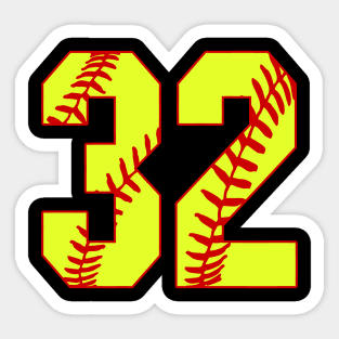 Fastpitch Softball Number 32 #32 Softball Shirt Jersey Uniform Favorite Player Biggest Fan Sticker